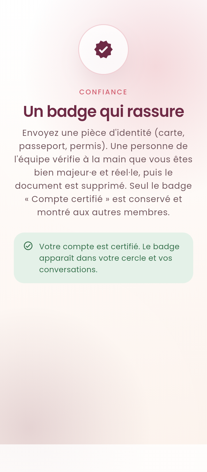 Écran de certification du compte